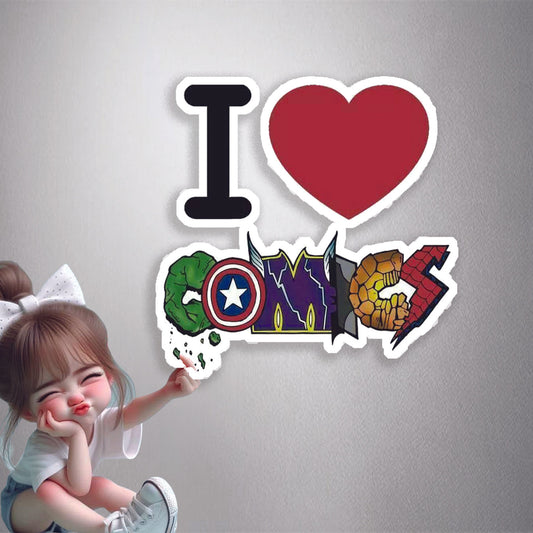 I Love Comics Heroes Premium Vinyl Stickers