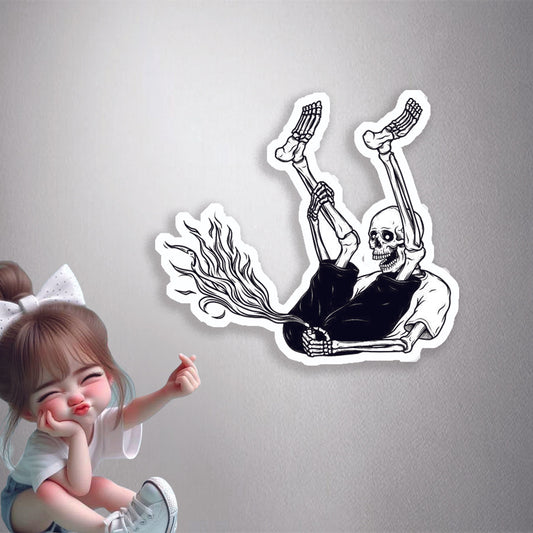 Fiery Farting Skeleton Premium Vinyl Stickers