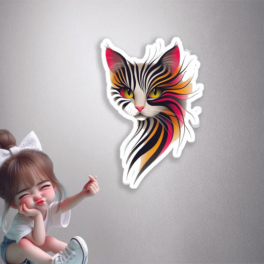 Psychedelic Cat Art Premium Vinyl Stickers