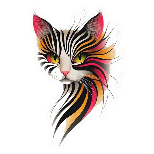 Psychedelic Cat Art Premium Vinyl Stickers