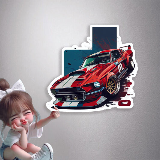 Classic Mustang Racer Premium Vinyl Stickers