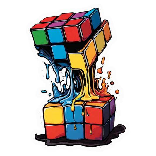 Melting Rubik's Cube Art Premium Vinyl Stickers