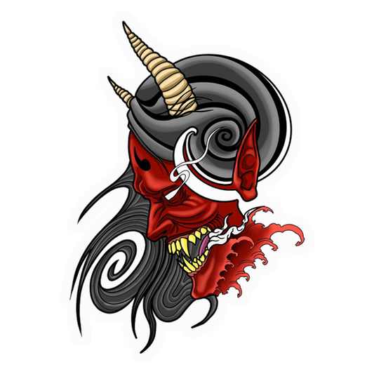 Smoking Oni Mask Premium Vinyl Stickers