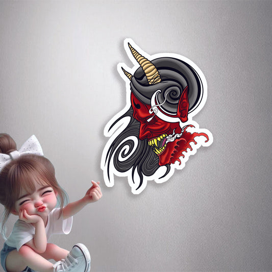 Smoking Oni Mask Premium Vinyl Stickers