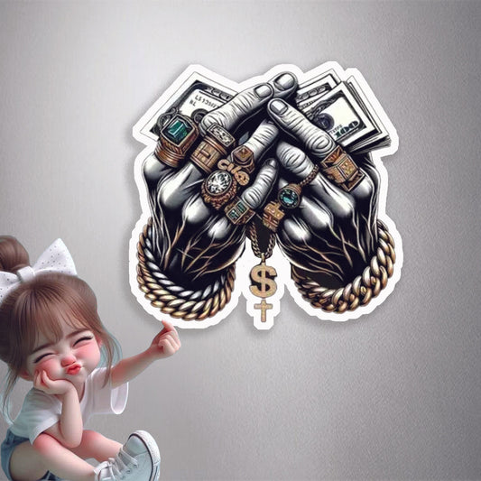 Money Hands Bling Premium Vinyl Stickers