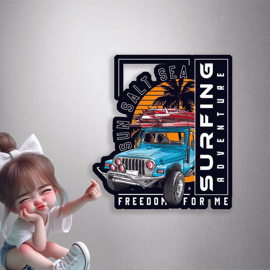 Surfing Adventure Jeep Premium Vinyl Stickers