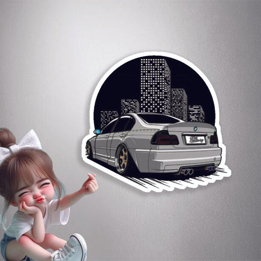 City Skyline Sedan Premium Vinyl Stickers