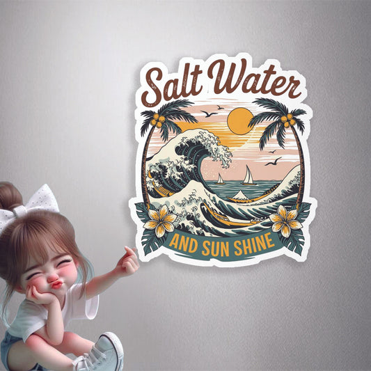 Salt Water Sunshine Beach Premium Vinyl Stickers