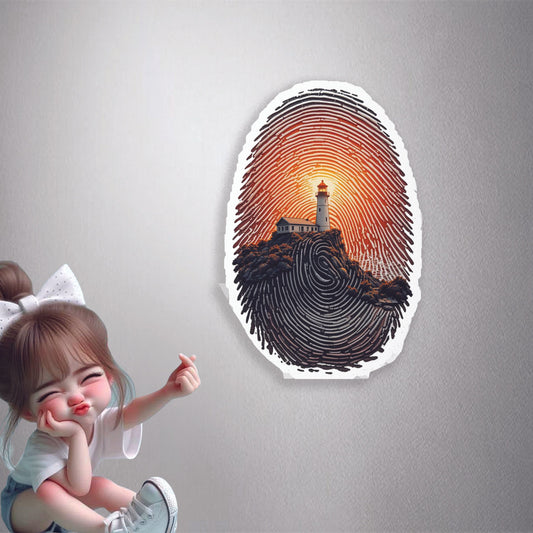 Lighthouse Fingerprint Art Premium Vinyl Stickers