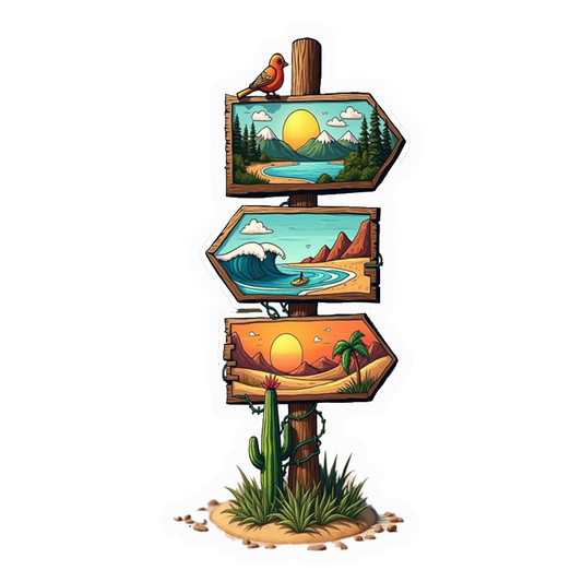 Scenic Directions Sign Premium Vinyl Stickers